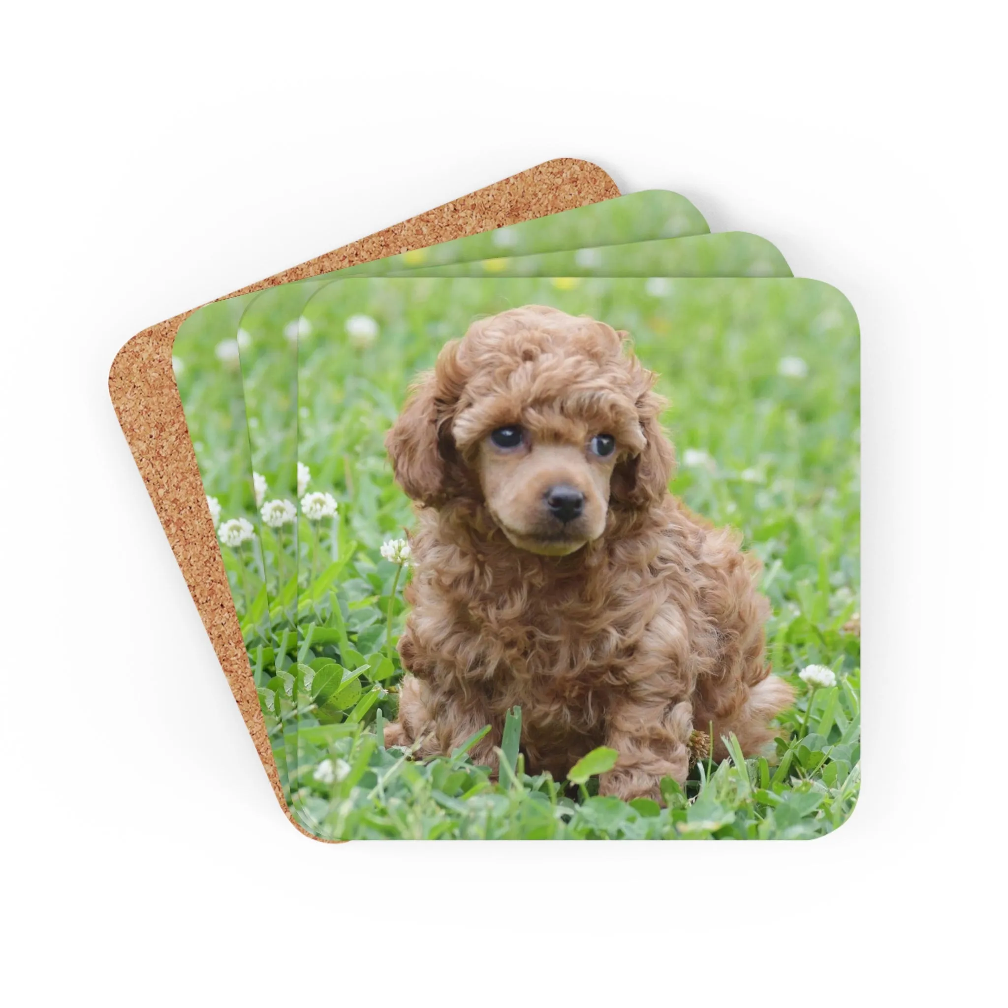 Poodle Coasters - Set of 4 Hardboard Coasters - Radiant Red Poodles - Bella