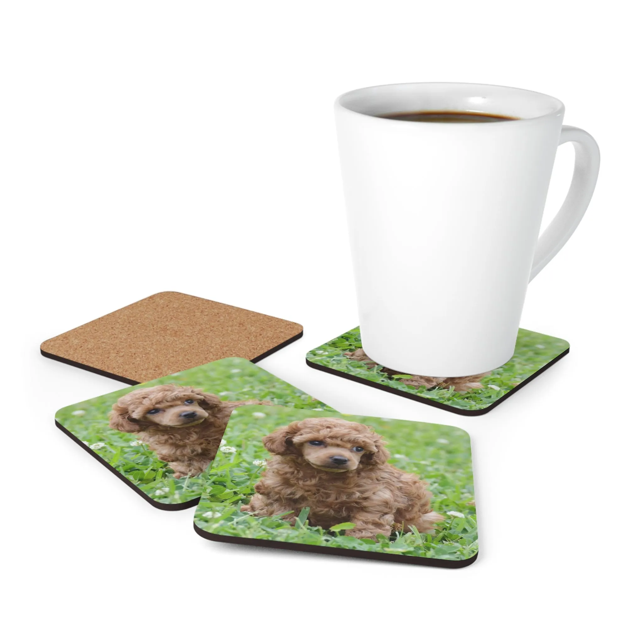 Poodle Coasters - Set of 4 Hardboard Coasters - Radiant Red Poodles - Bella