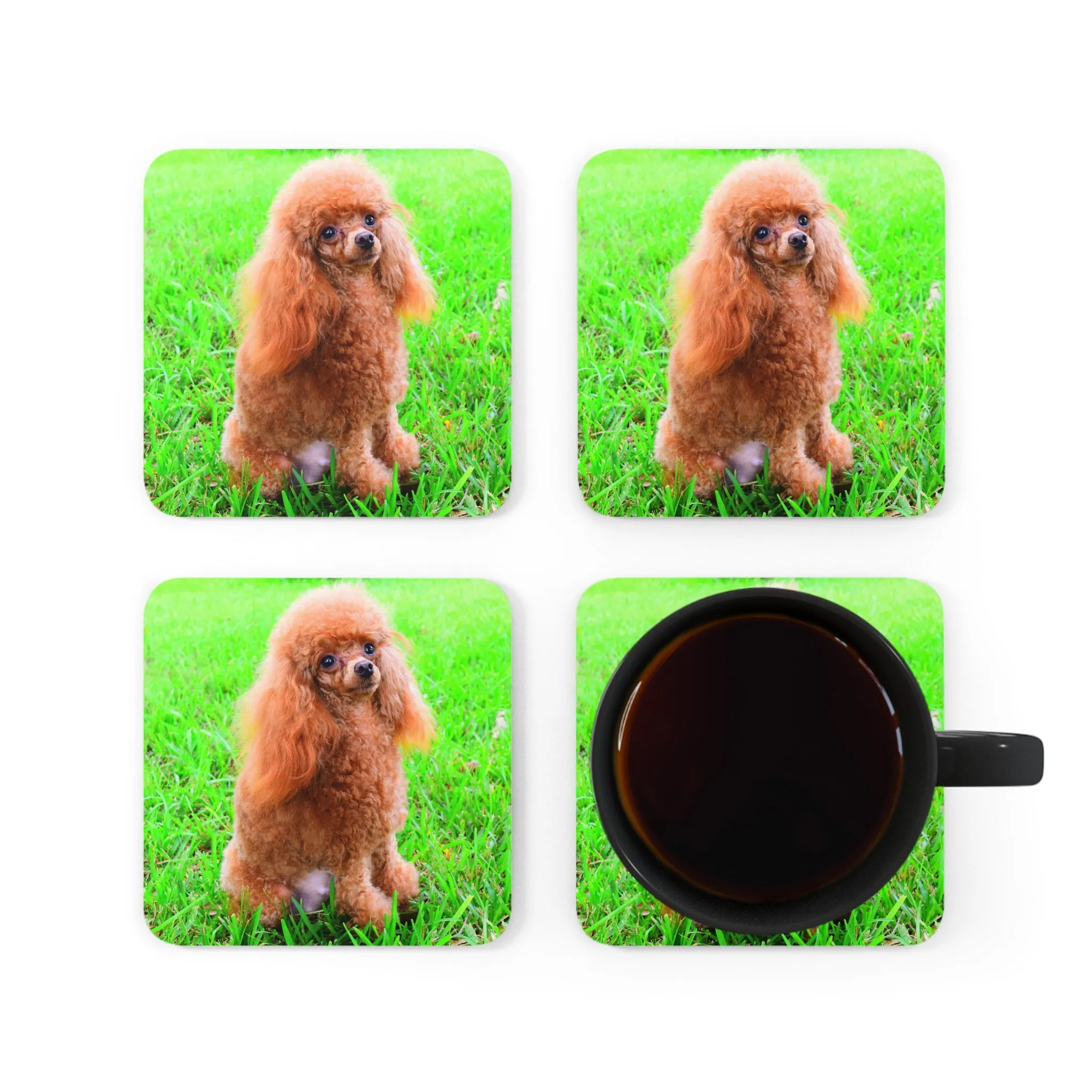 Poodle Coasters - Set of 4 Hardboard Coasters - Radiant Red Poodles - Mother To Be