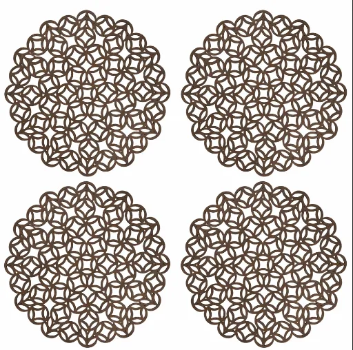 Round Placemats with Brown Laser Cut Design - Set of 4