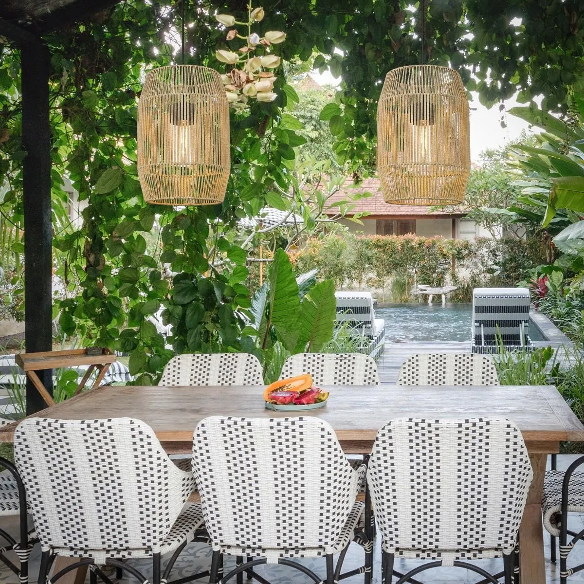 Seabrooke 21 in. Outdoor Pendant Light  Black finish