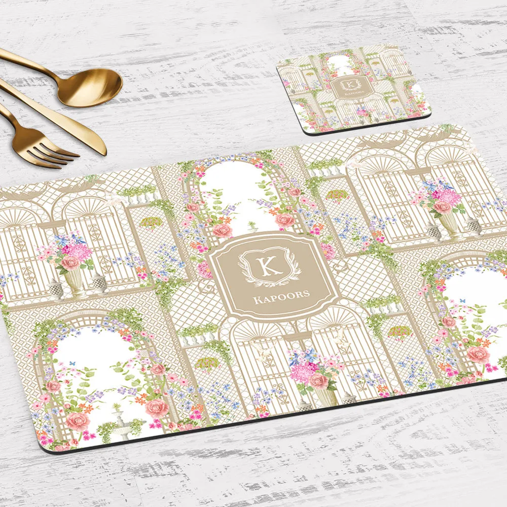 Secret Garden Tableware Set (4 Placemats & 4 Casters)