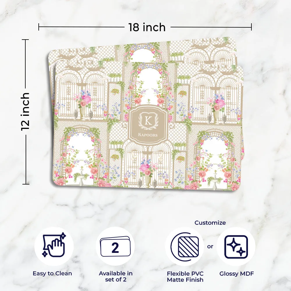 Secret Garden Tableware Set (4 Placemats & 4 Casters)