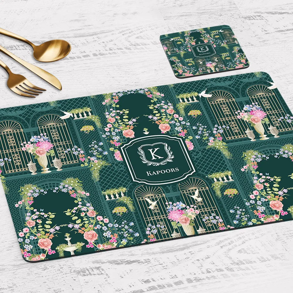 Secret Garden Tableware Set (4 Placemats & 4 Casters)