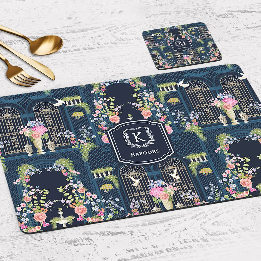 Secret Garden Tableware Set (4 Placemats & 4 Casters)