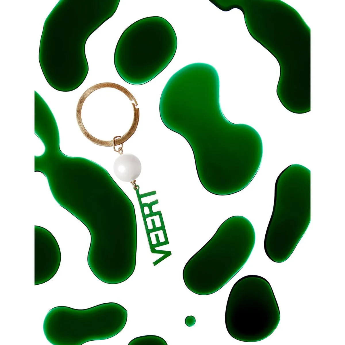 THE FRESHWATER PEARL & GREEN ONYX KEY CHARM / GOLD