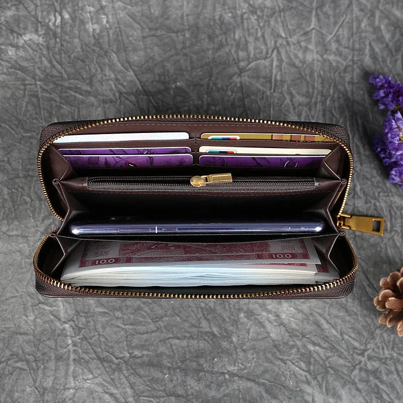 Vintage Leather Wallet - Genuine Cowhide, Classic Design, Timeless Elegance for Women