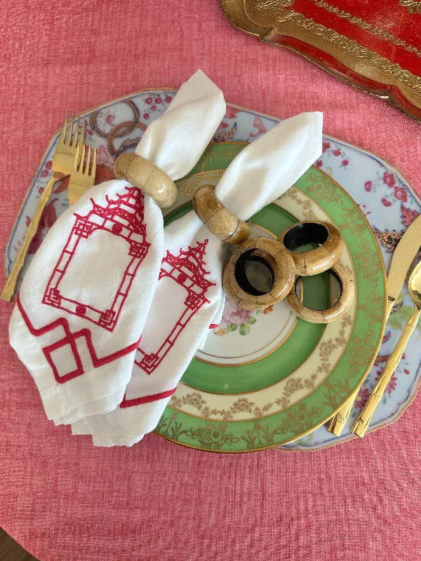 Vintage Napkin Rings, Wooden, Set of 6