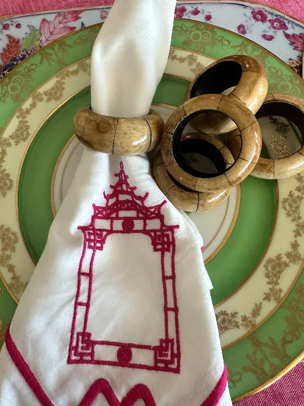 Vintage Napkin Rings, Wooden, Set of 6