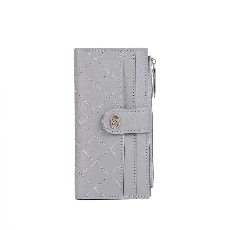 Women Wallets Plaid Pattern Soft PU Leather Long Female Purse With Zipper Quality Fashion Card Holder Wallet For Women