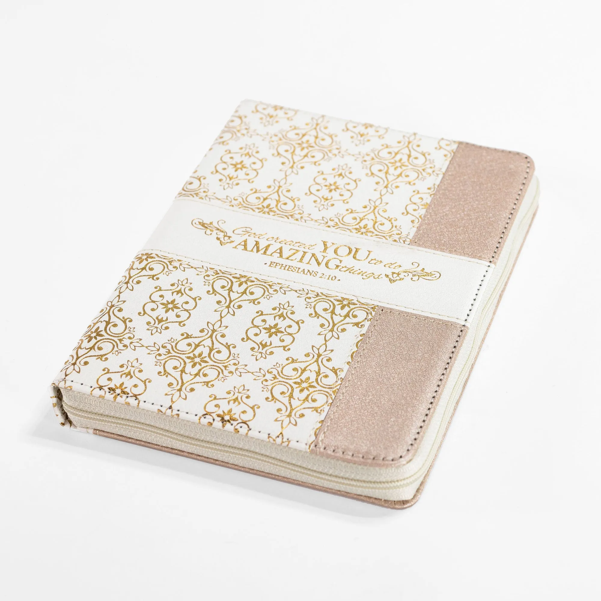 Zippered Journal - Cream And Gold Amazing You